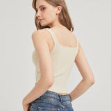 Chibi Strawberry Snake Embroidered Sweater-Knit Crop Tank Top