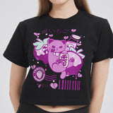 Toxic Berry Cat Croppped T-shirt Nichesou BLACK