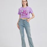 Toxic Berry Cat Cropped T-shirt Nichesou PURPLE