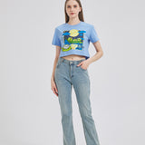 Moon Lotus Frog Cropped T-shirt Nichesou