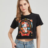 Rainbow Butterfly Wounded Bunny Cropped T-shirt Nichesou