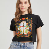 Flower Twins Wounded Bunny Cropped T-shirt Nichesou