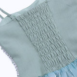 Turquoise Elves Buckle Lace-up Waist Spaghetti Straps Dress