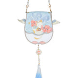 Floral Angel Cat Embroidered Mini Crossbody Bag