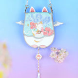 Floral Angel Cat Embroidered Mini Crossbody Bag