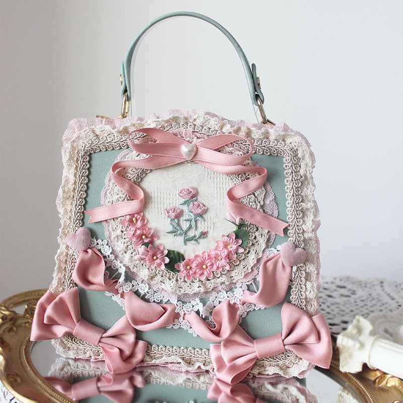 Tea Party Lolita Handmade Lace Bow Flower Handbag