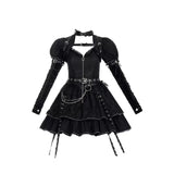 Imprisonment V-neckline Punk Jumper Dress Full Set