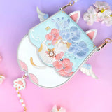 Floral Angel Cat Embroidered Mini Crossbody Bag