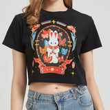 Rainbow Butterfly Wounded Bunny Cropped T-shirt Nichesou