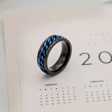 Blue Chain Stainless Steel Fidget Ring