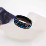 Blue Chain Stainless Steel Fidget Ring