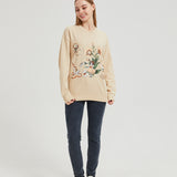 Girl with Flower Cat Sweatshirt COTTON Nichesou