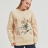 Girl with Flower Cat Sweatshirt COTTON Nichesou