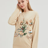 Girl with Flower Cat Sweatshirt COTTON Nichesou