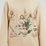 Girl with Flower Cat Sweatshirt COTTON Nichesou