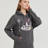 Knife and Fork Teacup Girl Hoodie COTTON Thin Nichesou