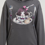 Knife and Fork Teacup Girl Hoodie COTTON Thin Nichesou