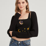 Dark Moon Night Knit Shrug Crop Cardigan