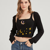 Dark Moon Night Knit Shrug Crop Cardigan