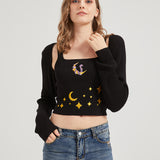 Dark Moon Night Knit Shrug Crop Cardigan