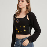 Dark Moon Night Knit Shrug Crop Cardigan