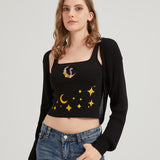 Dark Moon Night Knit Shrug Crop Cardigan