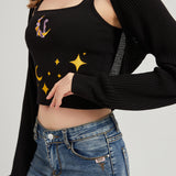 Dark Moon Night Knit Shrug Crop Cardigan