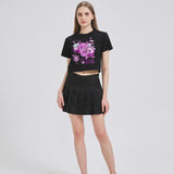 Toxic Berry Cat Croppped T-shirt Nichesou BLACK