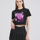 Toxic Berry Cat Croppped T-shirt Nichesou BLACK