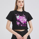 Toxic Berry Cat Croppped T-shirt Nichesou BLACK