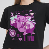 Toxic Berry Cat Croppped T-shirt Nichesou BLACK