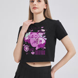 Toxic Berry Cat Croppped T-shirt Nichesou BLACK