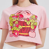 Strawberry Barrel Frog Cropped T-shirt Nichesou