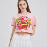 Strawberry Barrel Frog Cropped T-shirt Nichesou