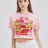 Strawberry Barrel Frog Cropped T-shirt Nichesou