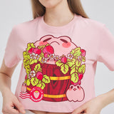 Strawberry Barrel Frog Cropped T-shirt Nichesou