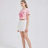 Strawberry Milk Lucky Cat Cropped T-shirt Nichesou