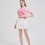 Strawberry Milk Lucky Cat Cropped T-shirt Nichesou