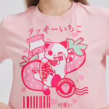 Strawberry Milk Lucky Cat Cropped T-shirt Nichesou