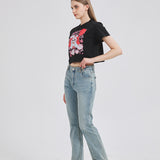 Nine Tail Fox Cropped T-shirt Nichesou BLACK