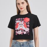 Nine Tail Fox Cropped T-shirt Nichesou BLACK