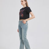 Black Mothman Cat Cropped T-shirt Nichesou