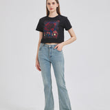 Black Mothman Cat Cropped T-shirt Nichesou