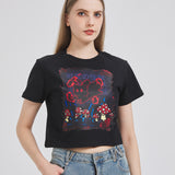 Black Mothman Cat Cropped T-shirt Nichesou