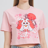 Nine Tail Fox Cropped T-shirt Nichesou PINK