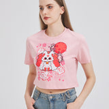 Nine Tail Fox Cropped T-shirt Nichesou PINK