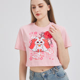 Nine Tail Fox Cropped T-shirt Nichesou PINK