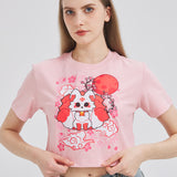 Nine Tail Fox Cropped T-shirt Nichesou PINK