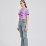 Toxic Berry Cat Cropped T-shirt Nichesou PURPLE