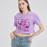 Toxic Berry Cat Cropped T-shirt Nichesou PURPLE